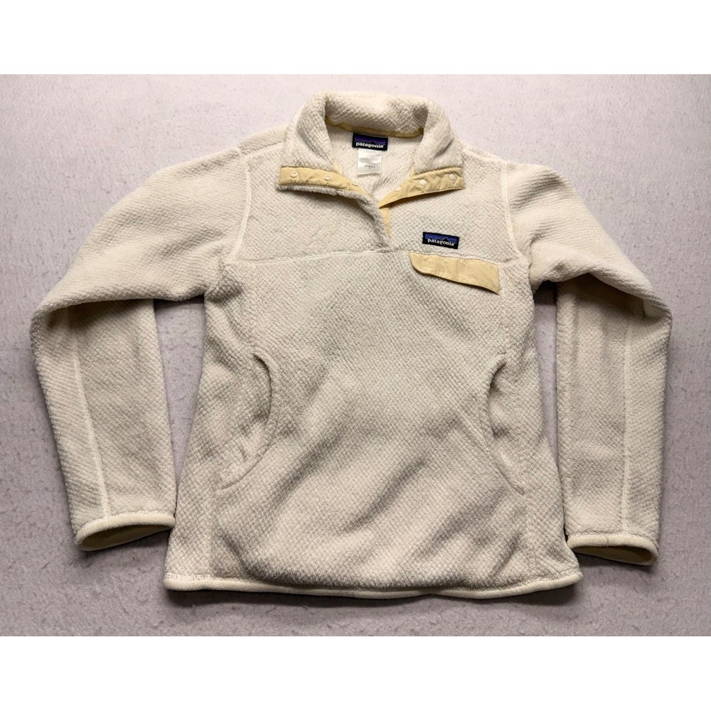 Patagonia Re-Tool Snap-T Fleece Pullover Cream Off White Polartec Womens Small